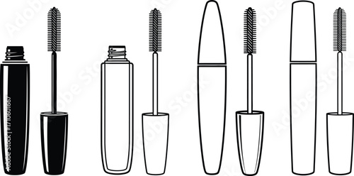Mascara tubes and brushes vector illustration beauty products