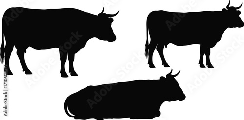 Cow silhouette vector illustration farm animal livestock icon