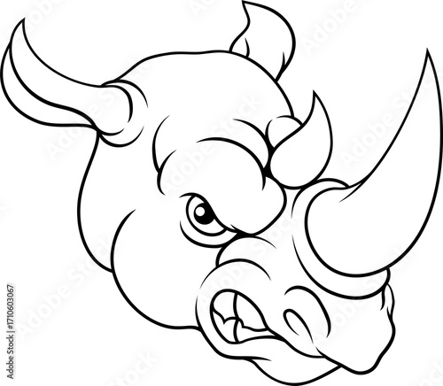 Rhino Rhinoceros Mean Angry...