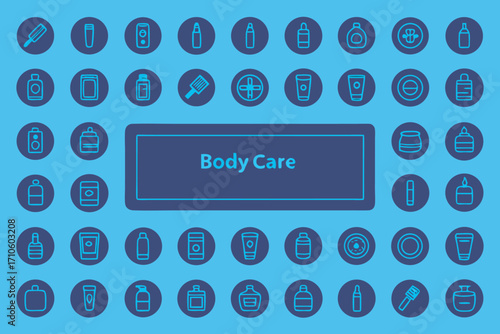 Comprehensive collection of 60 beauty and body care icons and graphics