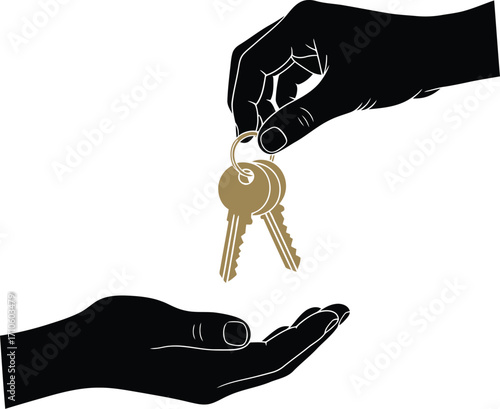 Handing over keys real estate agent property ownership concept