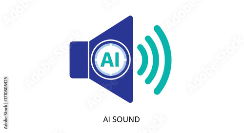 Vector illustration of artificial intelligence sound icon, representing aigenerated audio, voice recognition, and sound processing for technology applications