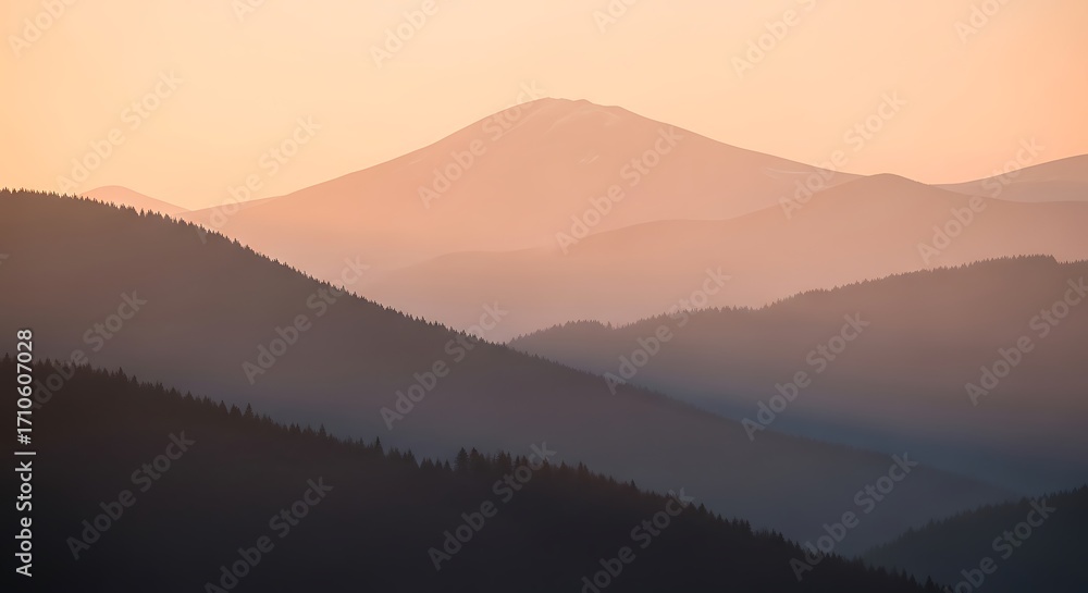 Obraz premium Sunrise Mountain Range View.