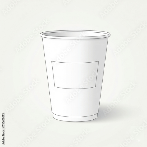 A blank white disposable paper cup with a label area, ready for customization or branding