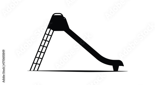 Simple black silhouette of a playground slide with ladder detail