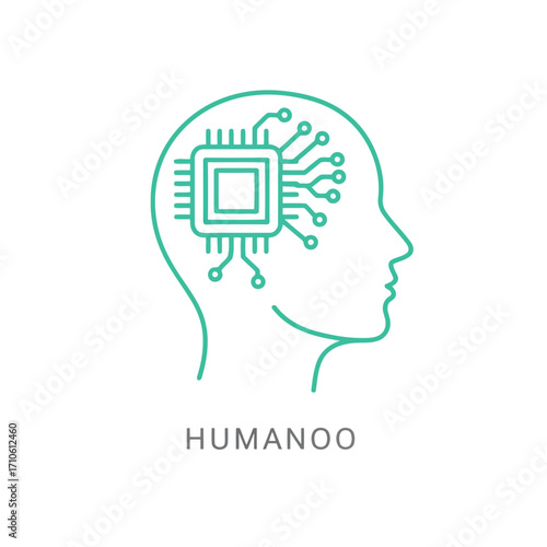 Vector illustration of human brain with microchip, representing artificial intelligence, machine learning, and the future of technology and neuroscience