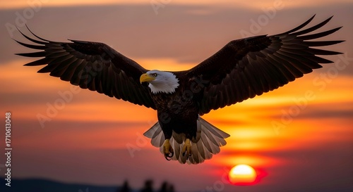 Wallpaper Mural Majestic Bald Eagle in Flight at Sunset Torontodigital.ca