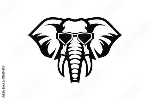 A black silhouette of an elephant head wearing sunglasses evokes a cool vibe