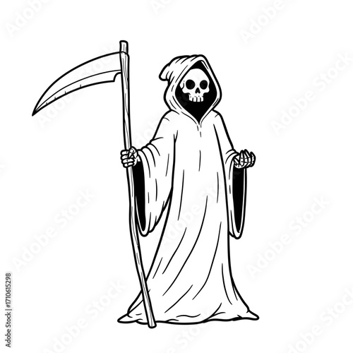 Grim Reaper Holding Scythe Halloween Death Character Design