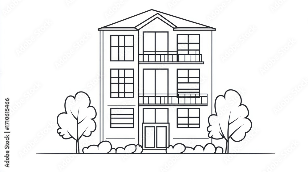 Obraz premium Simple multistory building illustration