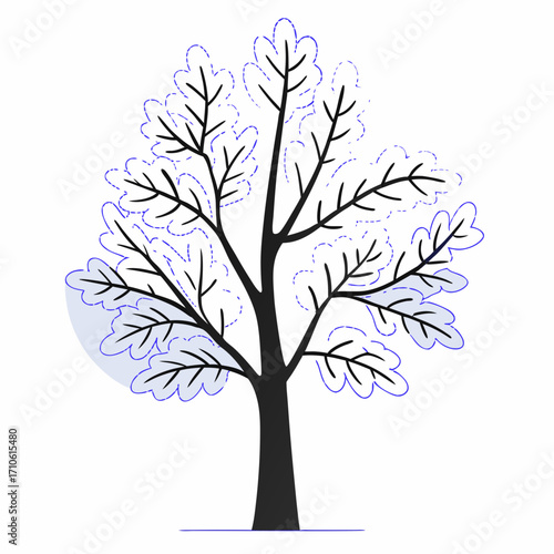 Vector art of stylized tree with sparse leaves