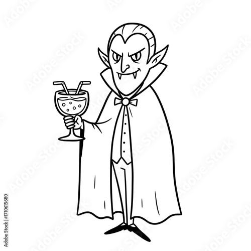Classic Vampire Holding Goblet of Blood Halloween Party Art
