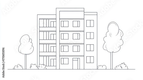 Simple outline apartment building illustration