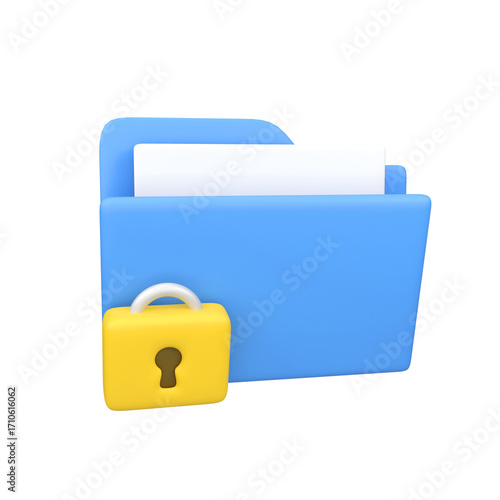 Lock folder isolated 3d render icon illustration