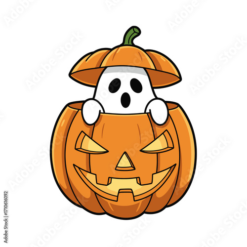 Ghost Popping Out of Jack O Lantern Pumpkin Scary Halloween Surprise