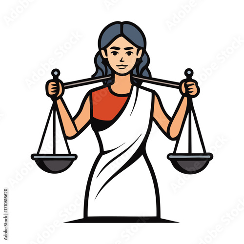 A symbolic figure of fairness and law, Lady Justice (Femida) is depicted blindfolded, holding scales for balance and a sword for authority, embodying truth and justice.
