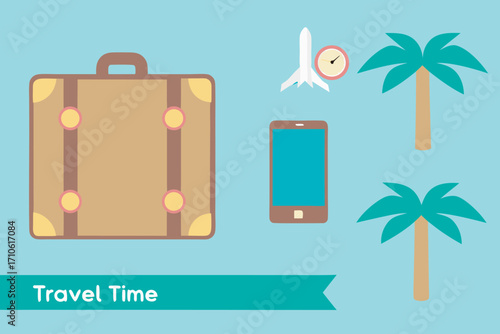 Isometric illustration of travel destinations and adventures