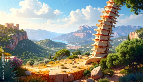 Spine in a scenic landscape