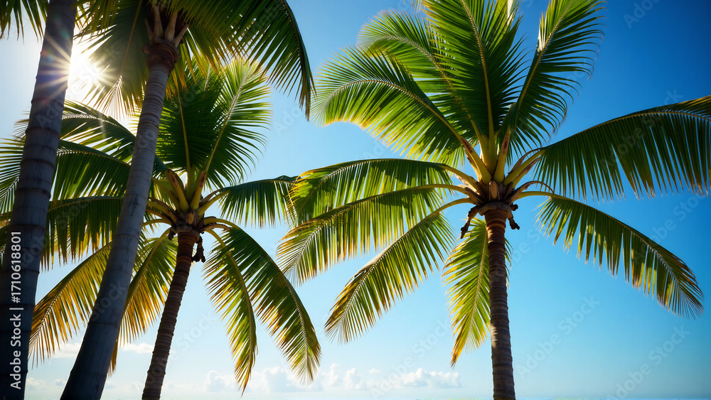 Fototapeta premium Majestic Palms Against a Tropical Sky