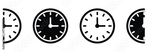 WebTimeless icon set for deadlines and scheduling projects needing a modern look, featuring black and white clock faces indicating progress and time management for business and productivity needs