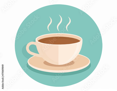Minimalist vector coffee cup icon with pastel colors
