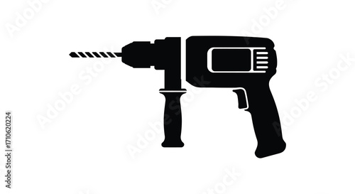 Simple black and white icon of a power drill tool design