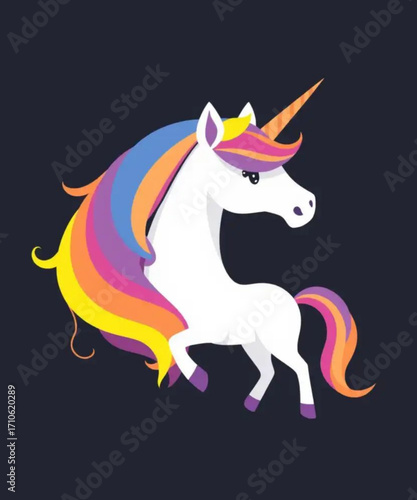 Mystical Unicorn: A magical unicorn, depicted in vibrant colors, embodies grace, imagination, and the enchanting spirit of fantasy.