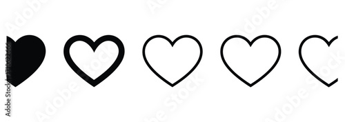 WebShow some love with a set of heart icons in varying stages of completion, perfect for expressing emotion, creating a sense of progress, or highlighting user ratings and feedback