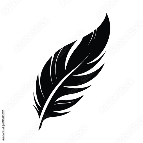 A stylish black feather gracefully isolated showcases elegant simplicity and minimalist beauty