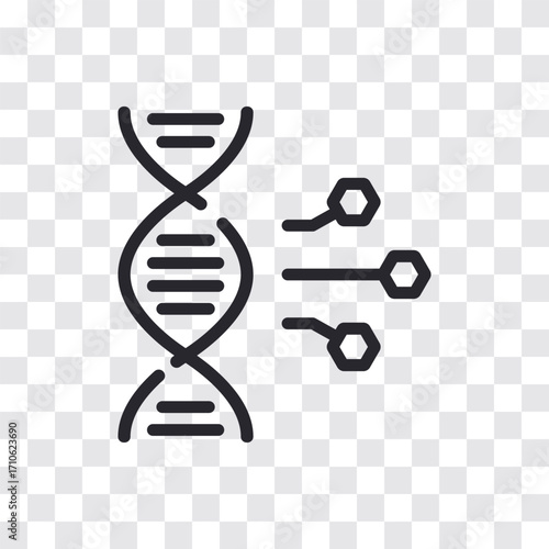 DNA and biomaterial with molecule, concept of biotechnology, bioengineering.