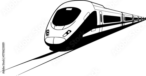 Train vector silhouette illustration isolated on white background a train on the railway 