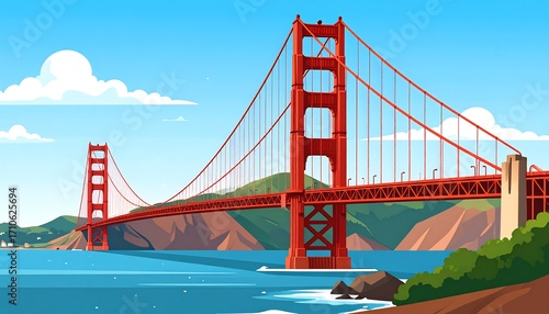 Scenic Golden Gate Bridge illustration
