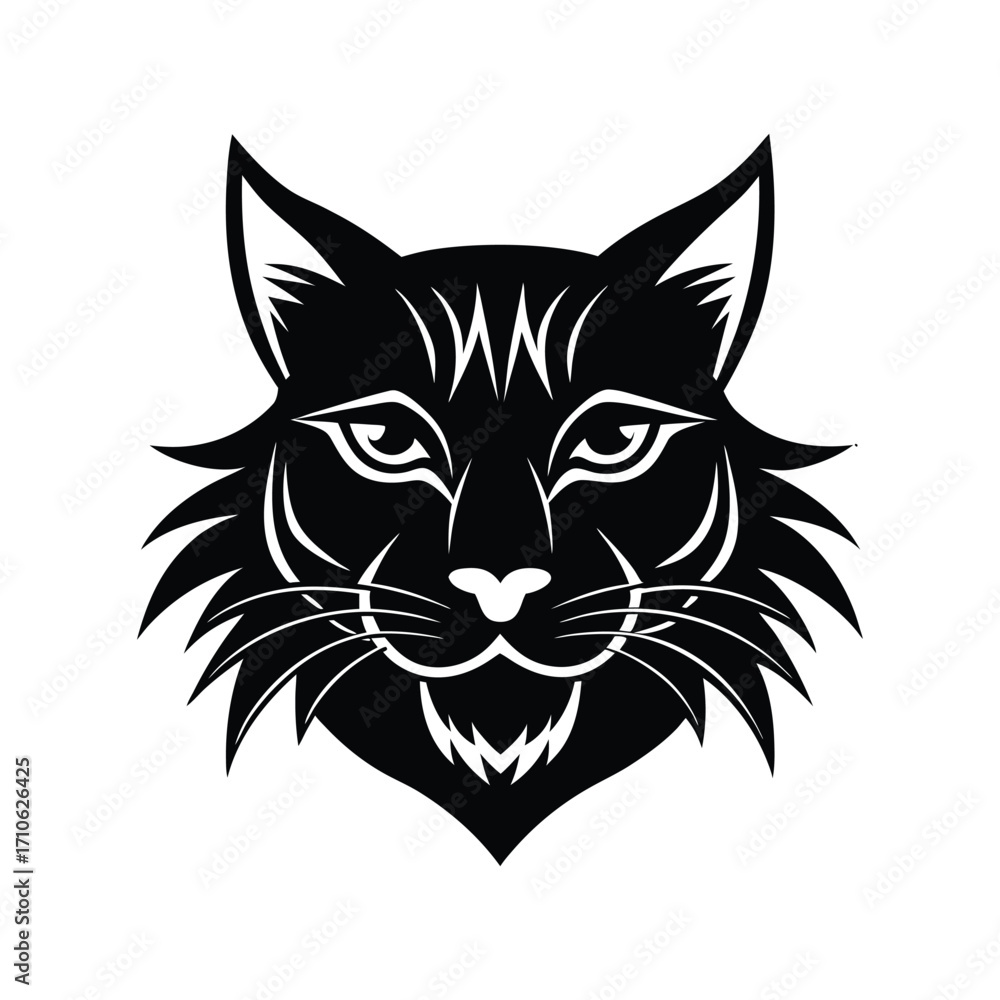 Obraz premium Lynx mascot head tattoo style fierce animal artwork vector art illustration 