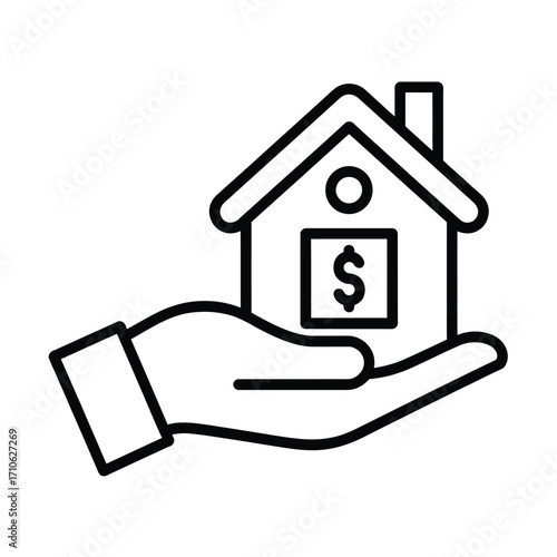 Hand holding house with dollar sign symbolizing real estate investment