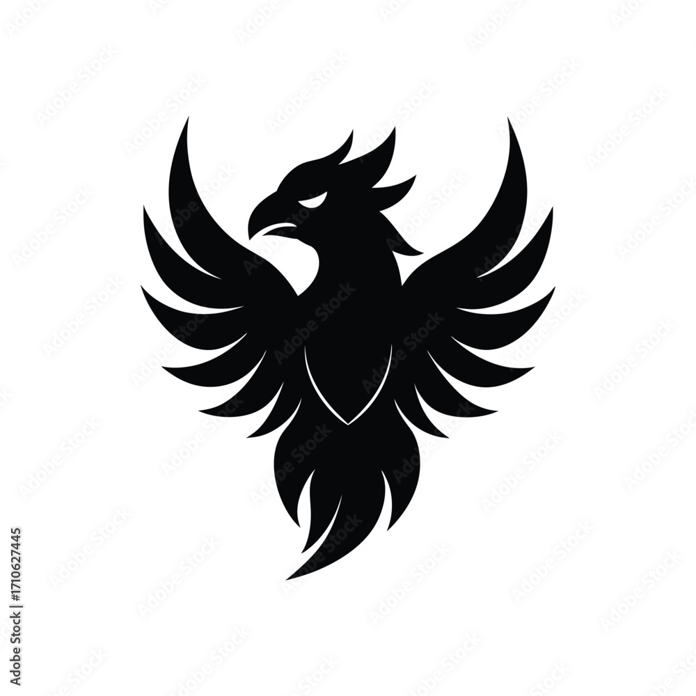 Obraz premium Phoenix mascot head tattoo style mythical firebird design vector art illustration 