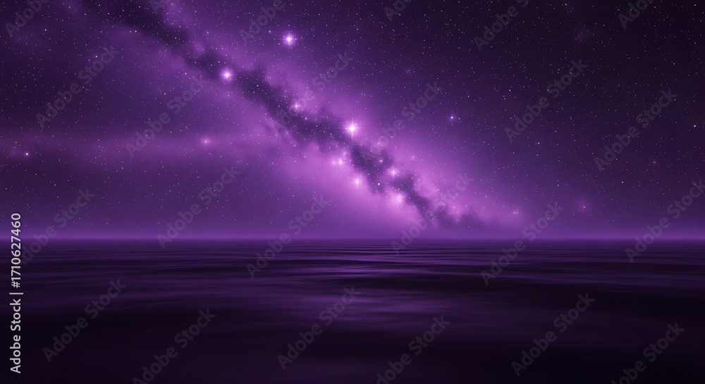 Obraz premium Purple Cosmic Nebula Landscape.