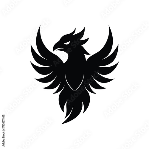 Phoenix mascot head tattoo style mythical firebird design vector art illustration
