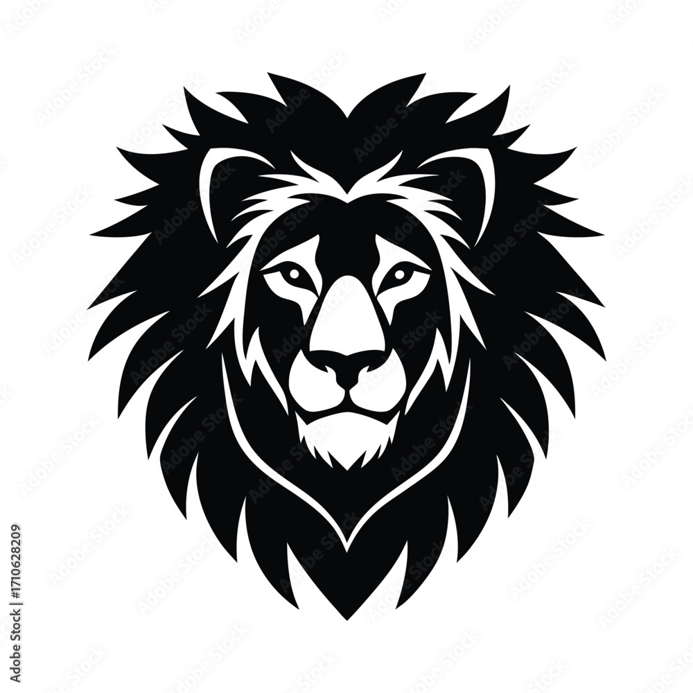Obraz premium Majestic lion head royal power symbolic artwork vector art illustration 