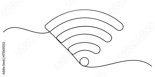 WI-FI signal icon continuous linear drawing. One line drawing background, Internet, network, wireless concept line art, editable outline.