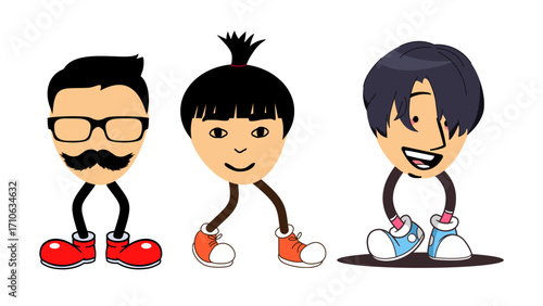 Vector cartoon illustration of a smiling person