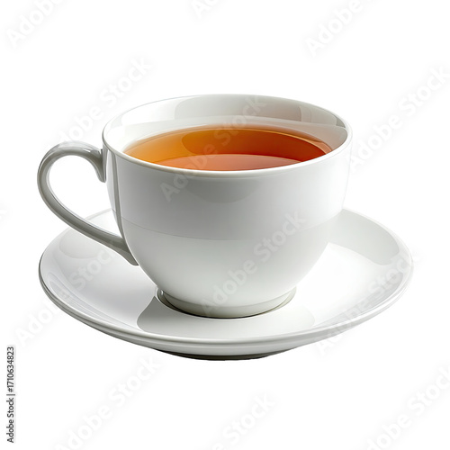 Wallpaper Mural White teacup filled with amber liquid, resting on saucer Torontodigital.ca