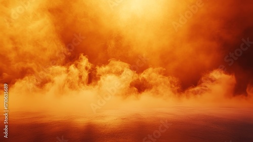 Abstract orange mist with warm glow and smoky texture