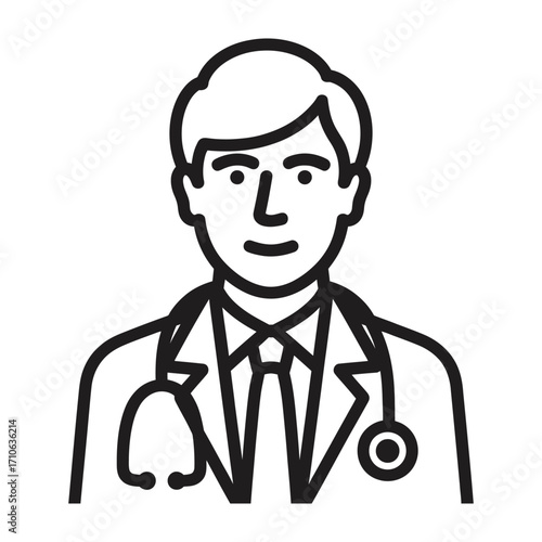 Professional doctor icon with stethoscope symbolizing healthcare and medical services