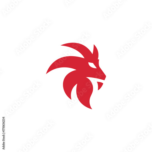 Red Lion Head Logo in Modern Abstract Style