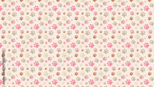 Seamless dog paw pattern background for pet lovers and animal themed design projects ideas