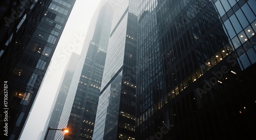 Wallpaper Mural Modern Cityscape Skyscrapers in Fog Urban Architecture Concept Torontodigital.ca