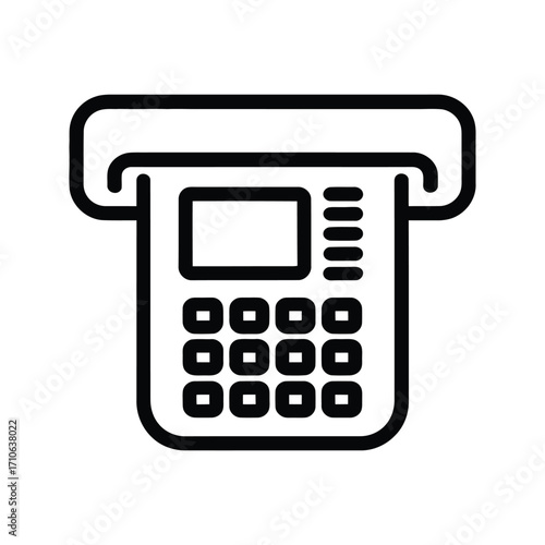 Simple line art icon of a credit card machine dispensing a receipt