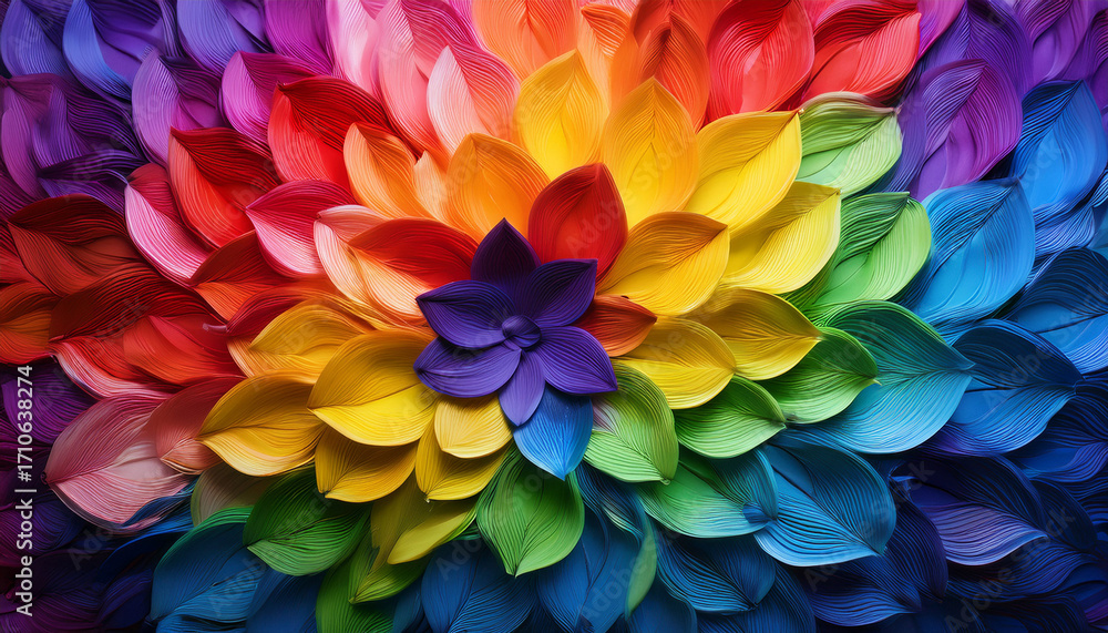 Obraz premium Vibrant Rainbow Petals Showcase Unique Hues Creating Stunning Floral Display That Evokes Joy And Beauty
