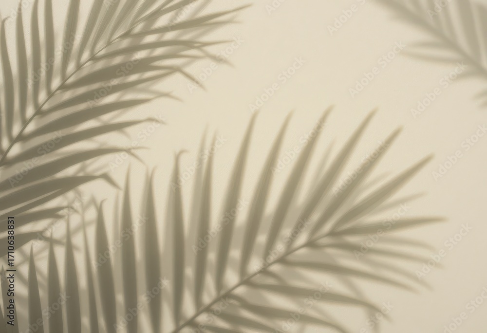 Fototapeta premium Exploring the serenity of palm shadows in soft light nature photography calm environment close-up view