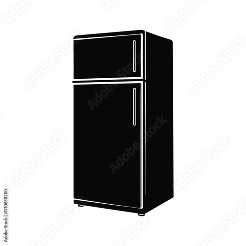 Smart refrigerator modern appliance futuristic tech vector art illustration
